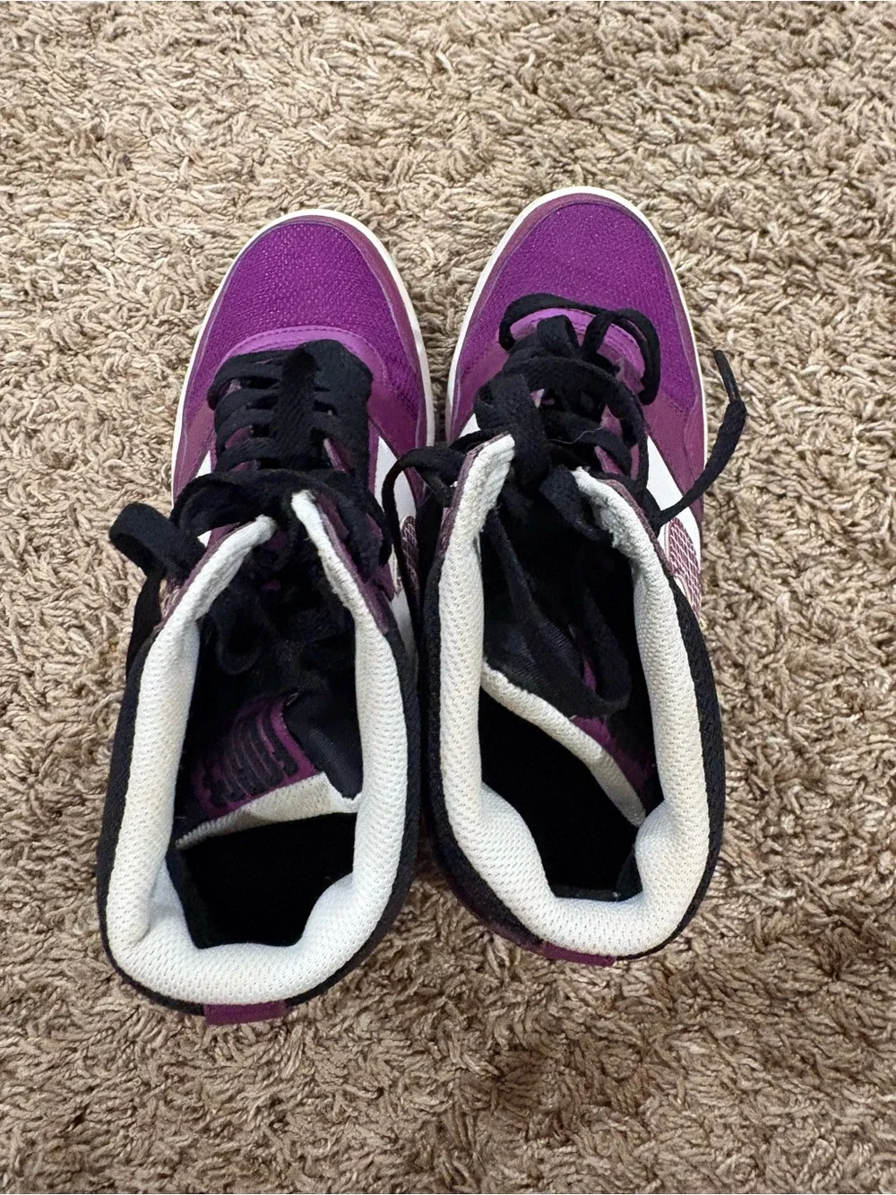 Women's Nike Force Sky High tops sneakers wedges Purple 8.5